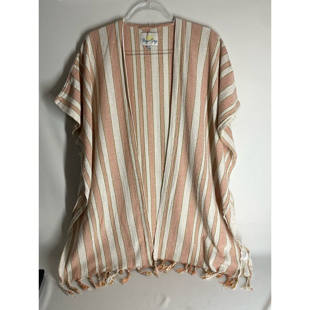 Rays for Days Striped Boho Open Front Cover Up Cotton One Size